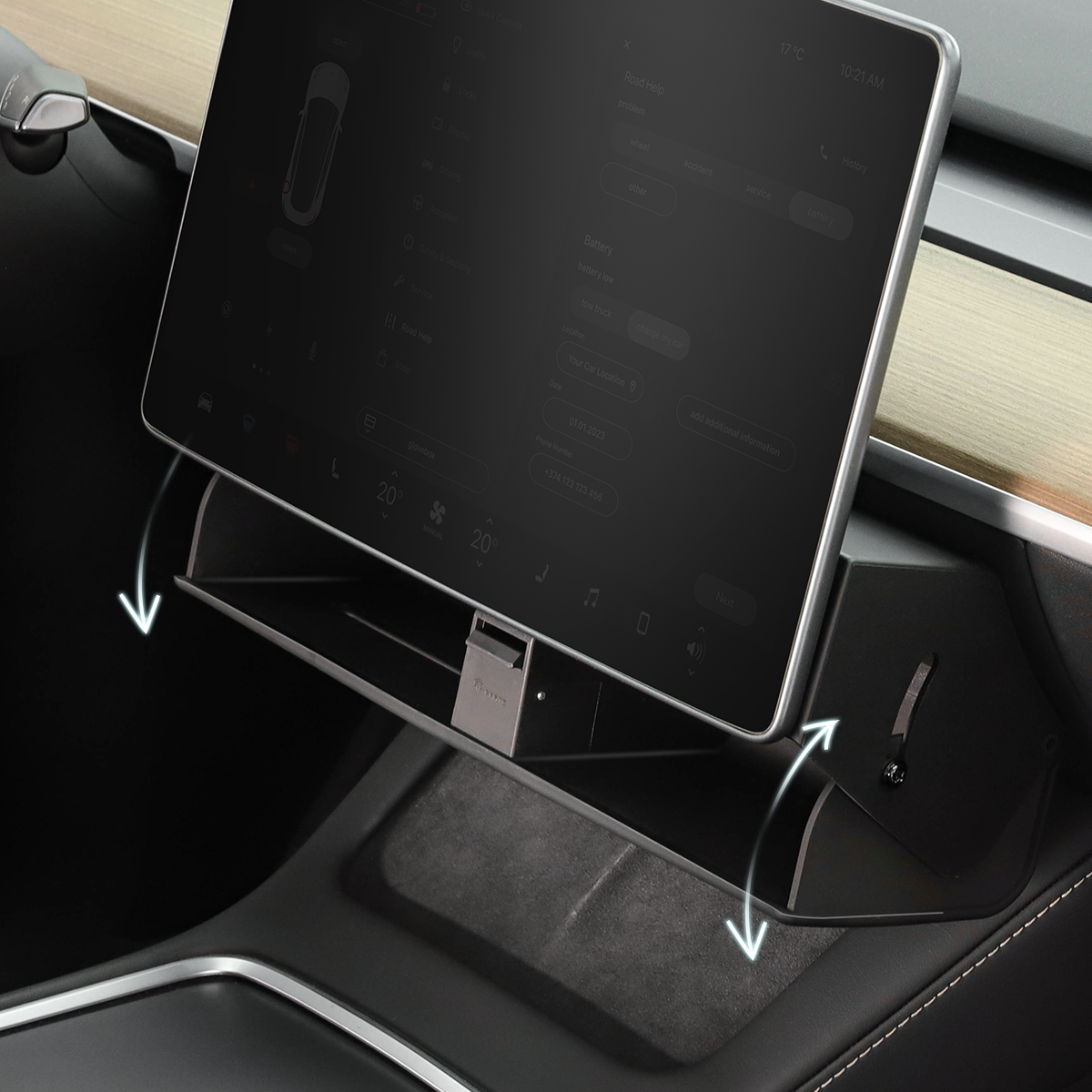 TPARTS Model 3/Y 隱藏式螢幕下儲物盒