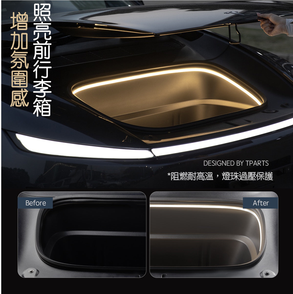 TPARTS TPARTS 特斯拉 2026+煥新版Model Y (無緊急按鈕) 智能感應前/後行李箱雙色氛圍燈