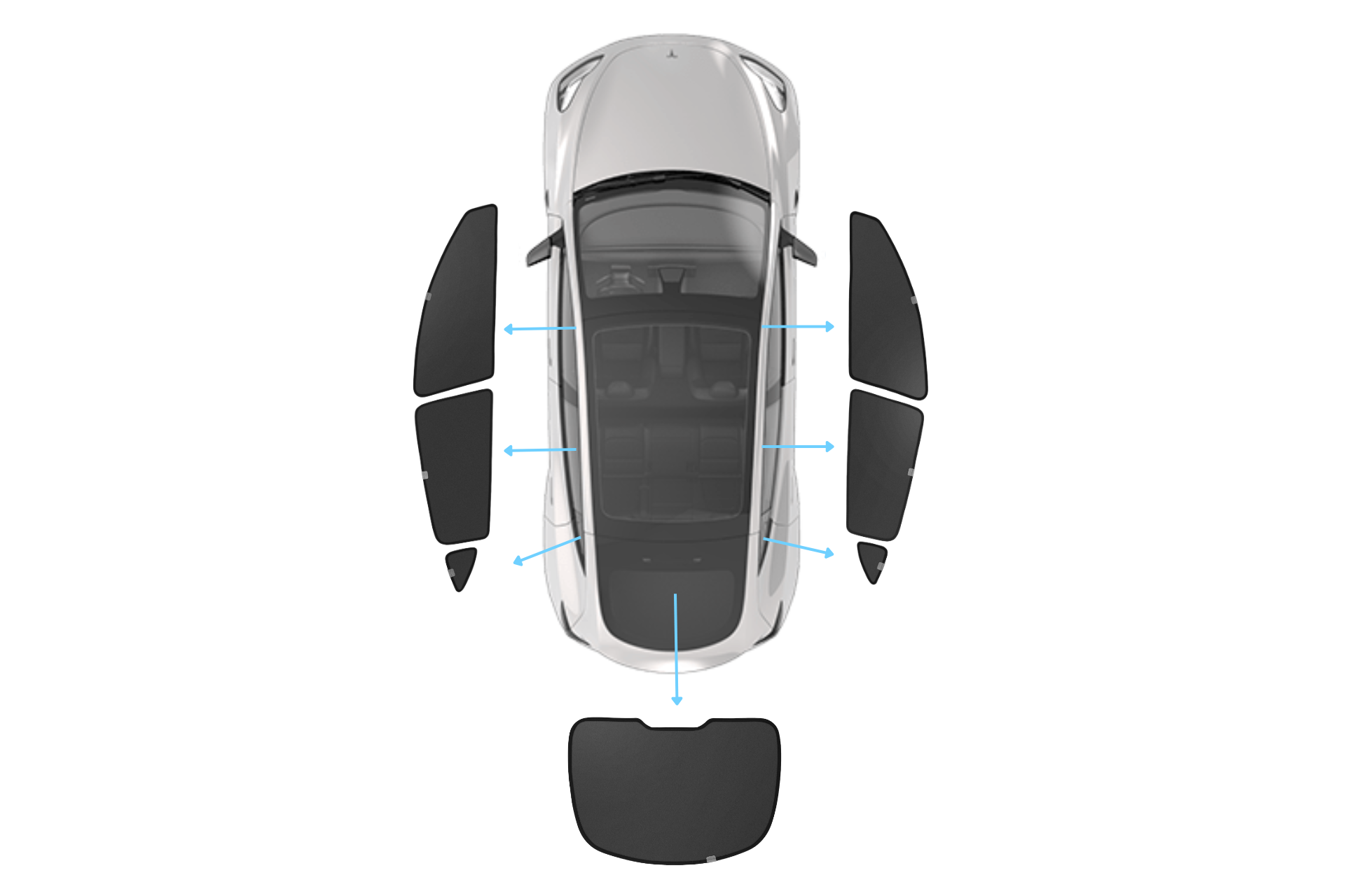 JOWUA 側窗+尾門遮陽簾 (Model Y 煥新版 2025+/2021-2024)