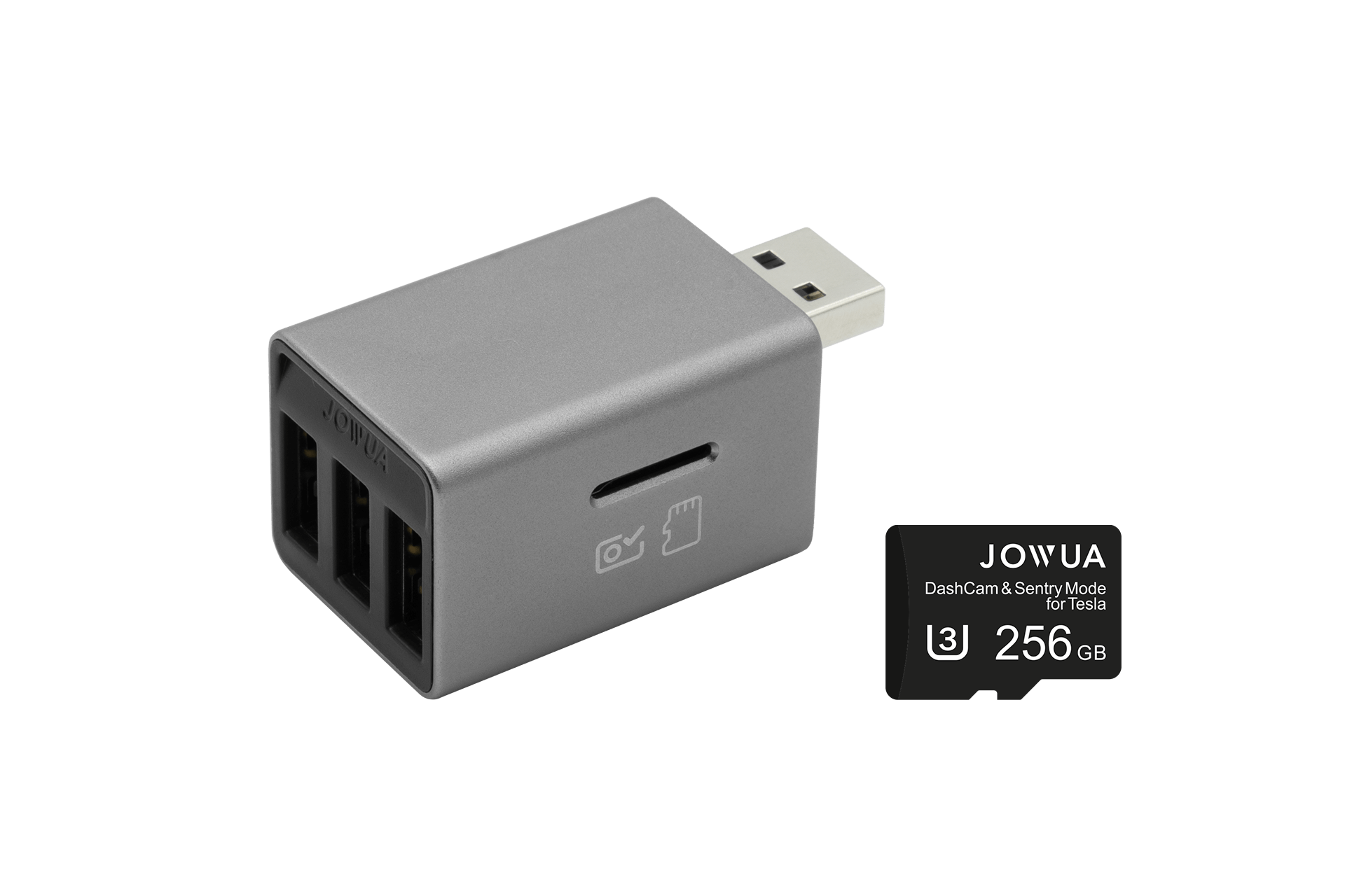 JOWUA 手套箱專用 3 Port 集線器 + 讀卡器