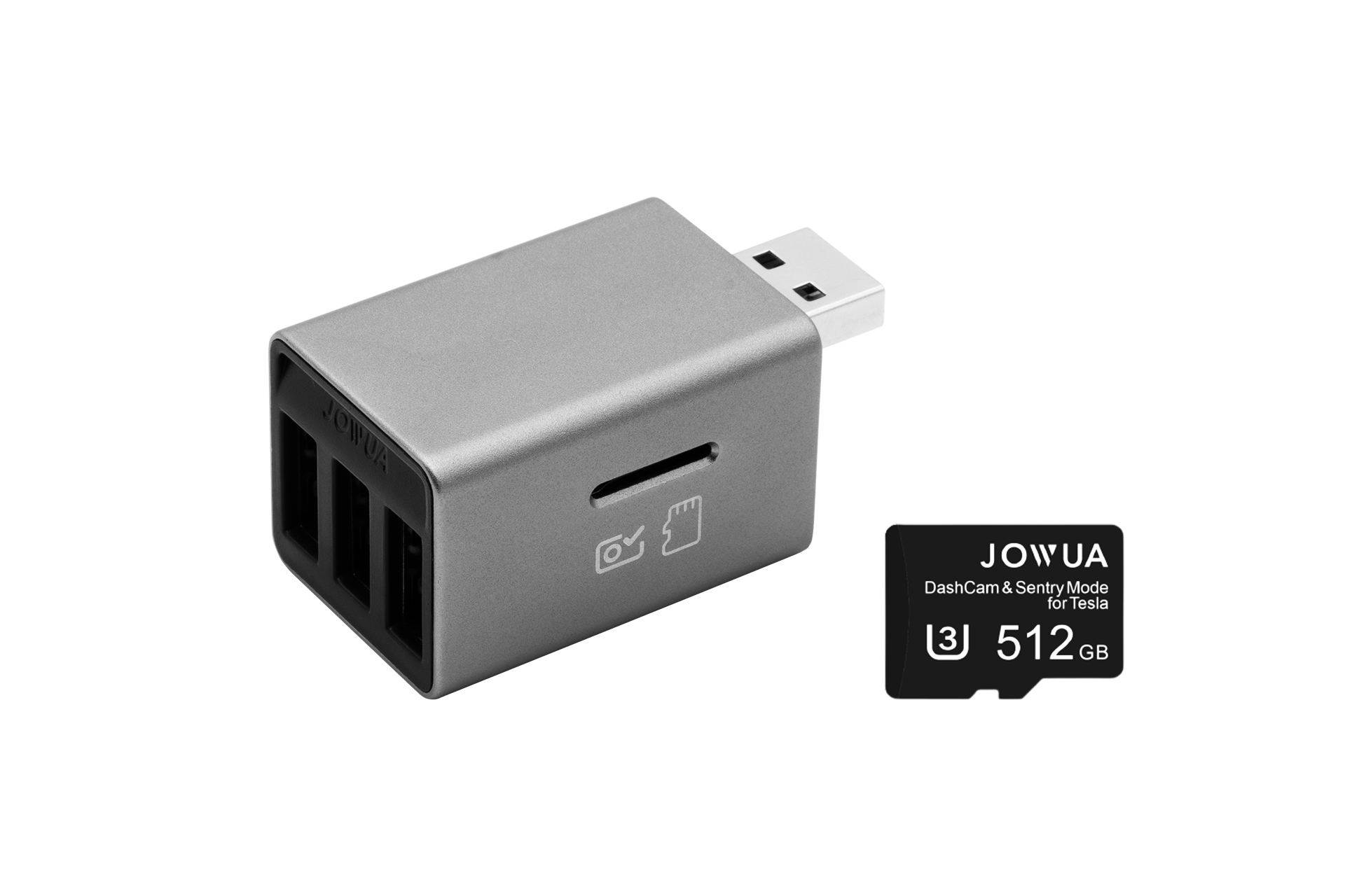 JOWUA 手套箱專用 3 Port 集線器 + 讀卡器