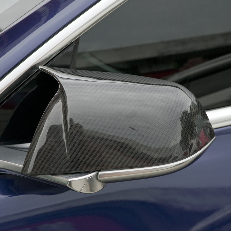 Hansshow Model 3 真碳後照鏡保護罩 - 牛角款