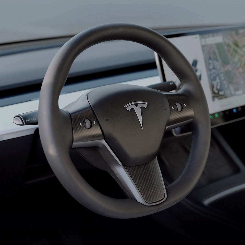 【虧本出清 售完不補】TPARTS Model 3/Y 真碳纖維方向盤貼片