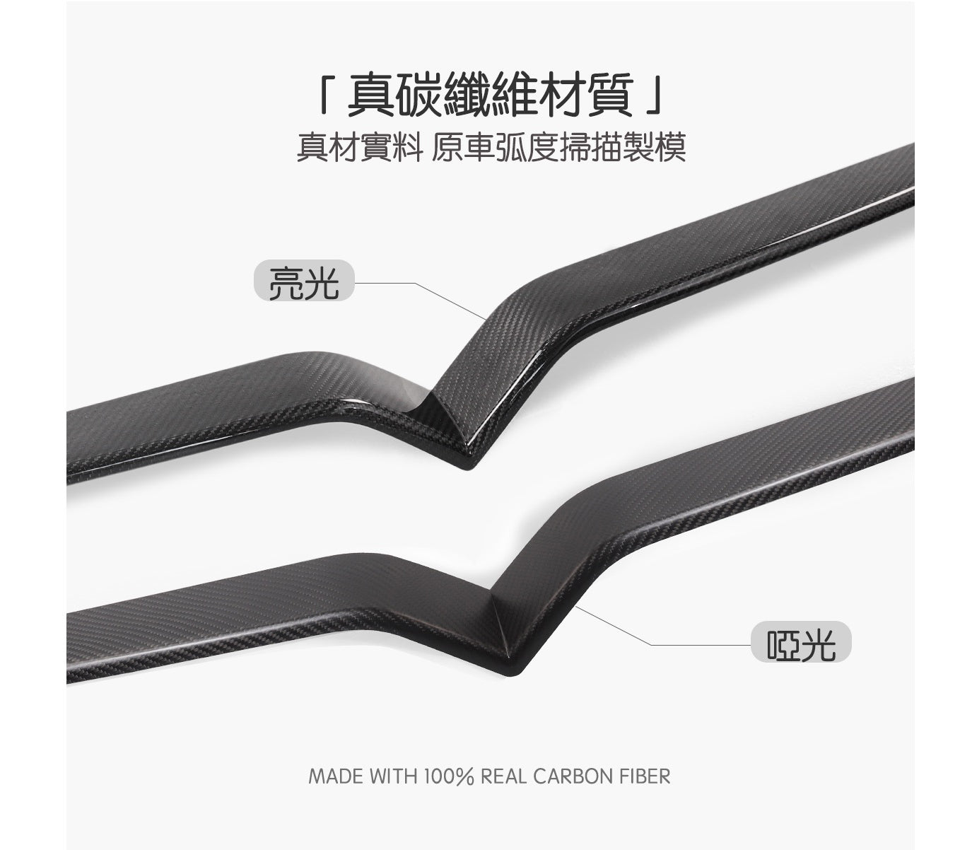 TPARTS Model S/X 真碳纖維中網飾條 - 啞黑款